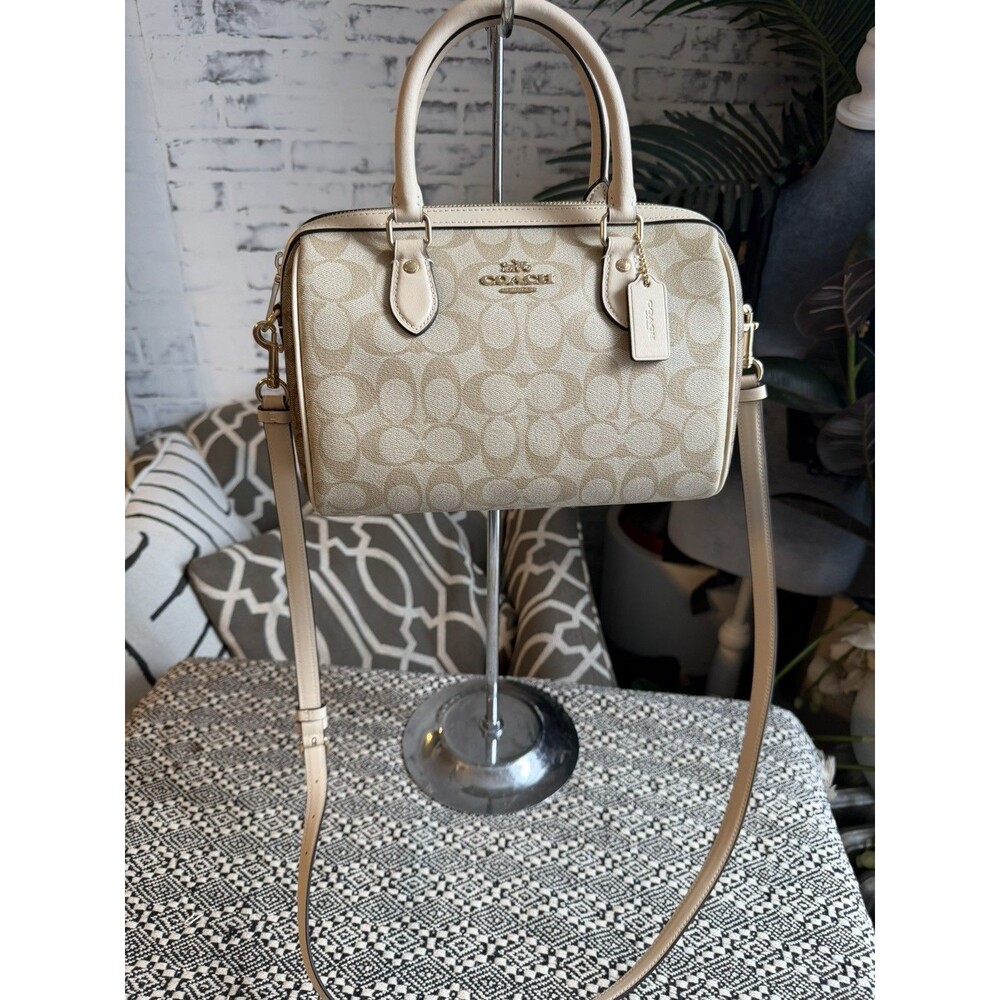 Coach Rowan Crossbody/Satchel Leather Bag Cream/Tan